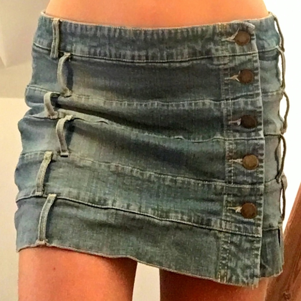MNG Jeans Belt Loop Denim Mini Skirt NWT - Picture 4 of 7